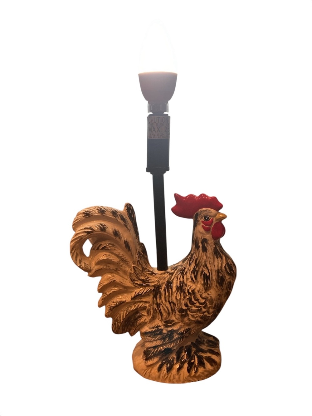 Farmhouse Retro Ceramic Painted Black and White Rooster Lamp Base - Picture 2 of 10